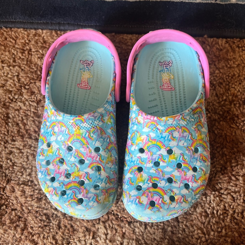 CROCS Kids Unicorn Print Clogs - Light Blue & Pink